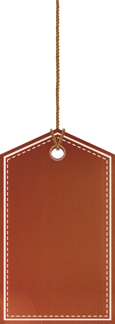 Editable Brown Label with Rope on Transparent Background