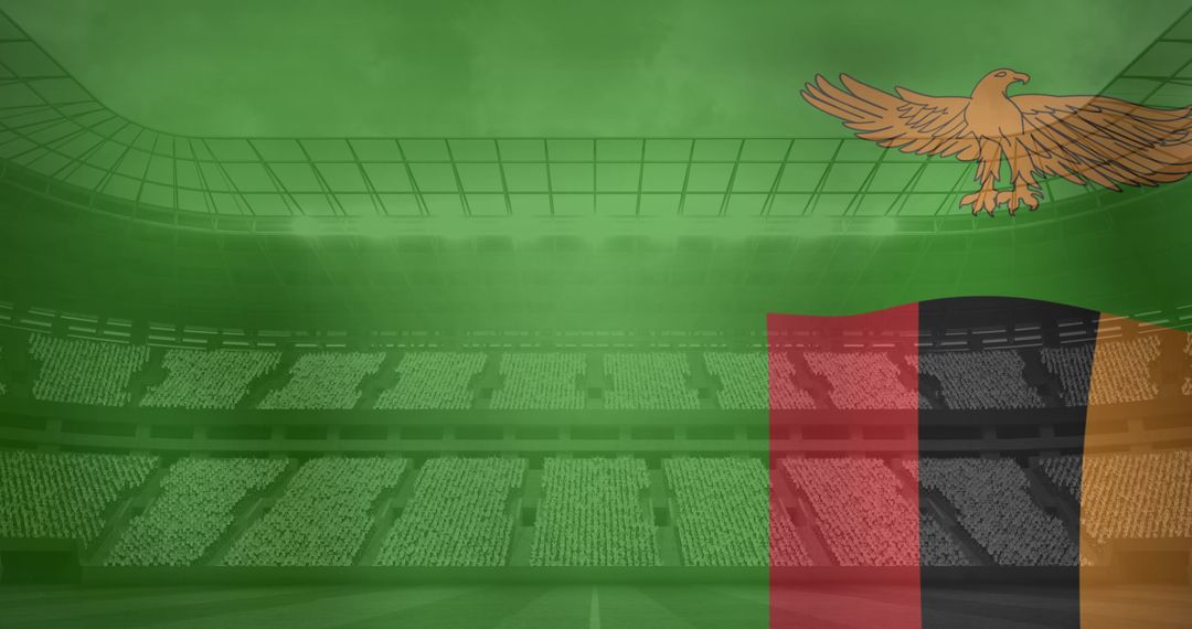 Zambian Flag Over Soccer Stadium - National Pride and Sports Event Concept - Free Images, Stock Photos and Pictures on Pikwizard.com