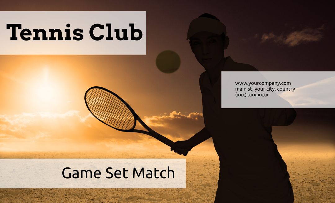 Silhouette of Tennis Player Promoting Event at Sunset - Download Free Stock Templates Pikwizard.com