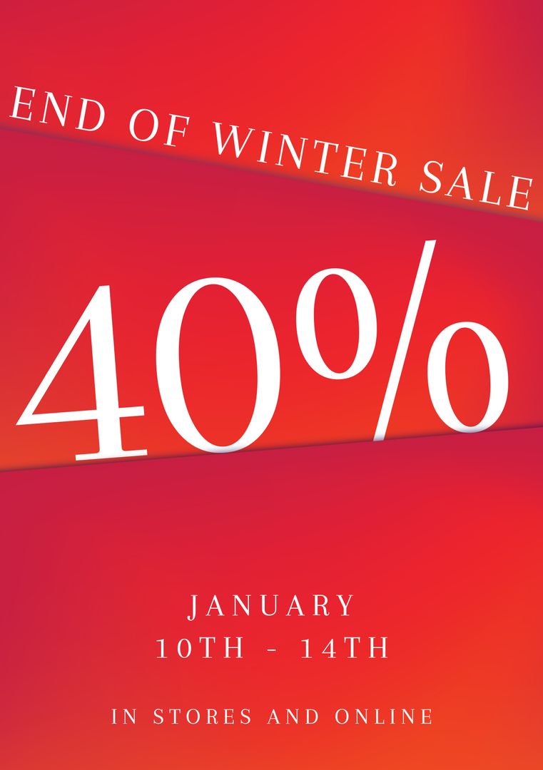 End of Winter Sale Advertising Poster with 40 Percent Discount on Red Background - Download Free Stock Templates Pikwizard.com