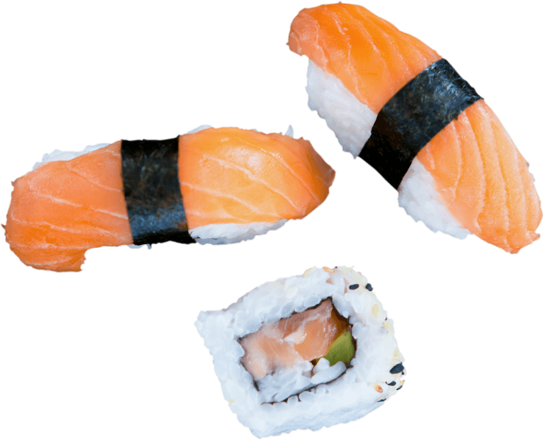 Transparent Sushi Arrangement Highlighting Fresh Salmon