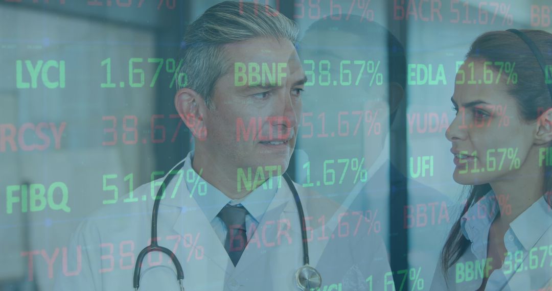 Healthcare Professionals Discussing with Financial Data Concept