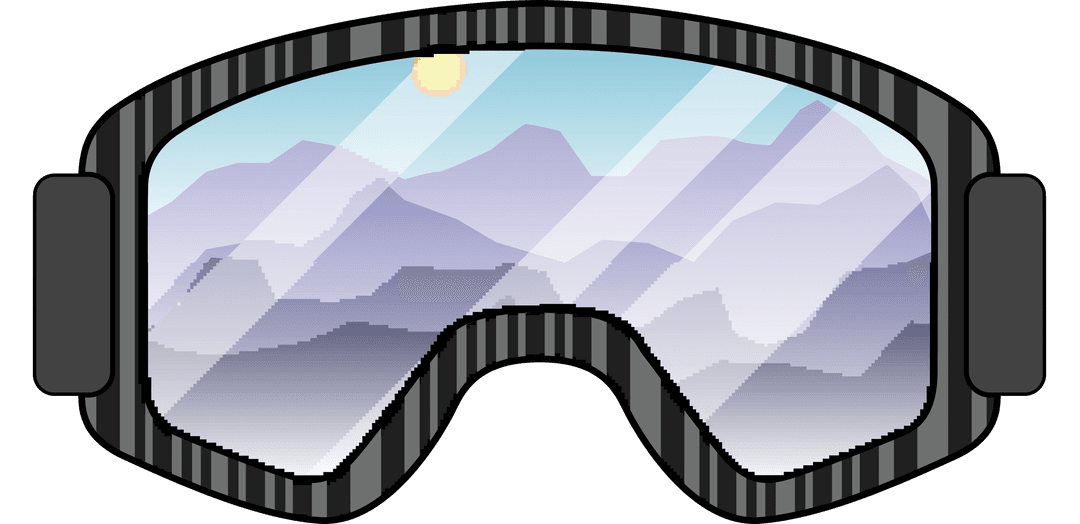Transparent Ski Goggles with Mountain Landscape Reflection