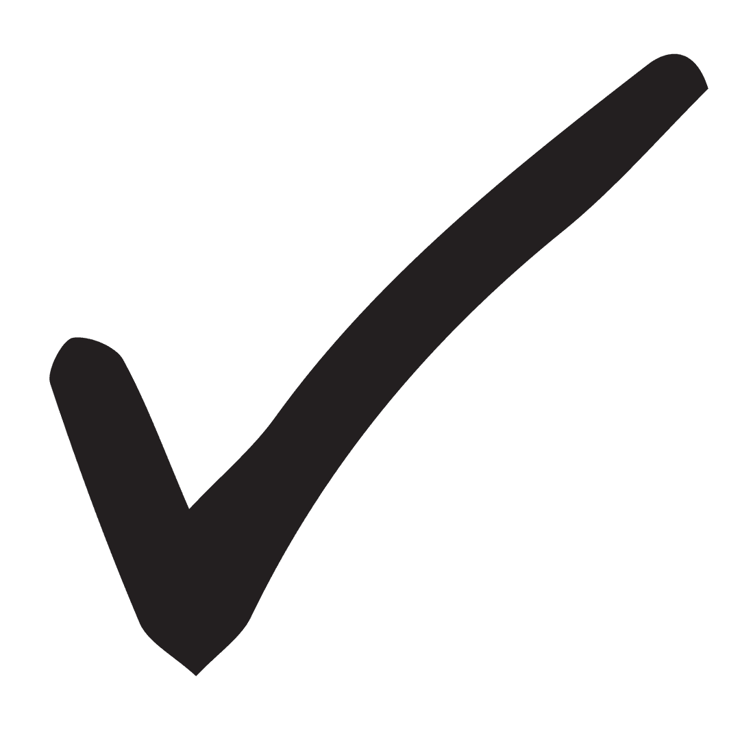 Bold Black Checkmark on Transparent Background