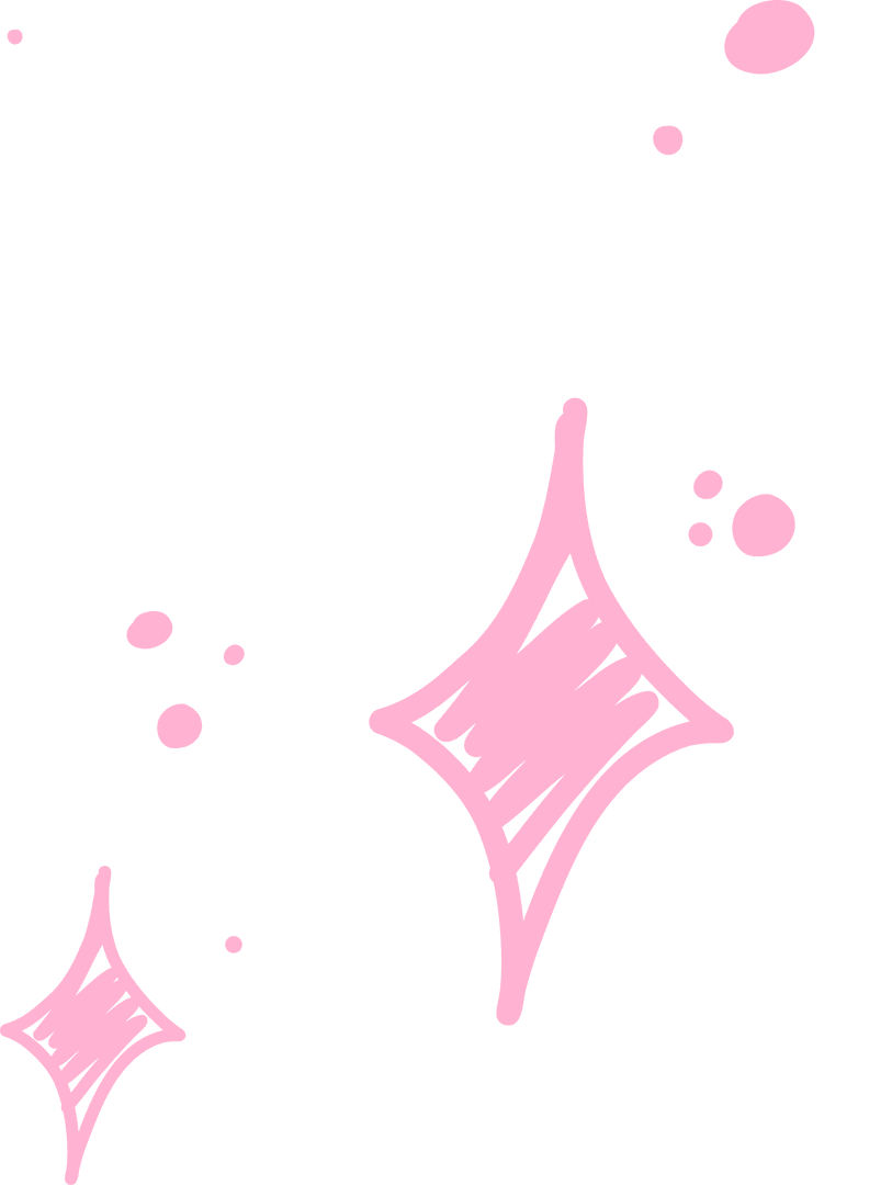Hand-Drawn Pink Sparkles on Transparent Background Minimalist Design