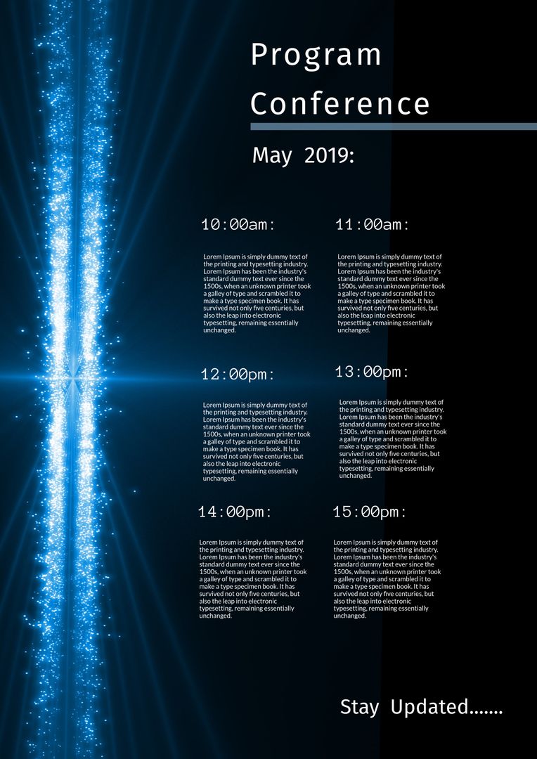 Futuristic Blue Beam Conference Schedule Template for Tech Events - Download Free Stock Templates Pikwizard.com