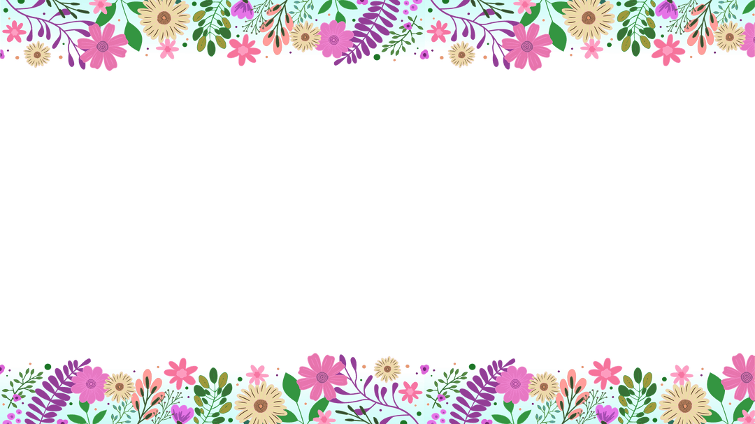 Flat Floral Trim with Pink Daisies on Transparent Background