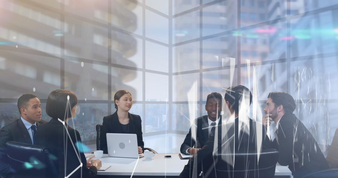 Business Team Networking Meeting with Global Connections Concept