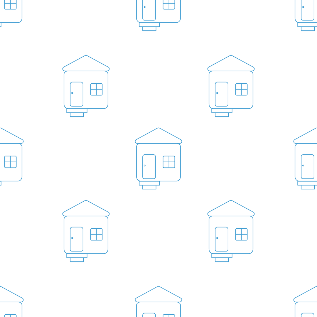 Seamless Blue House Pattern on Transparent Background