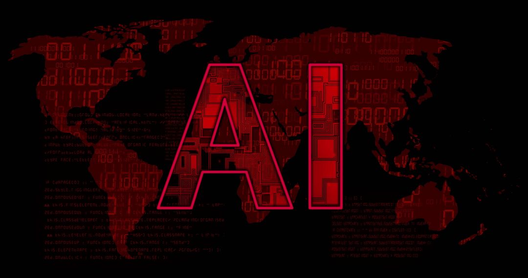 World Map with AI Digital Data Visualization