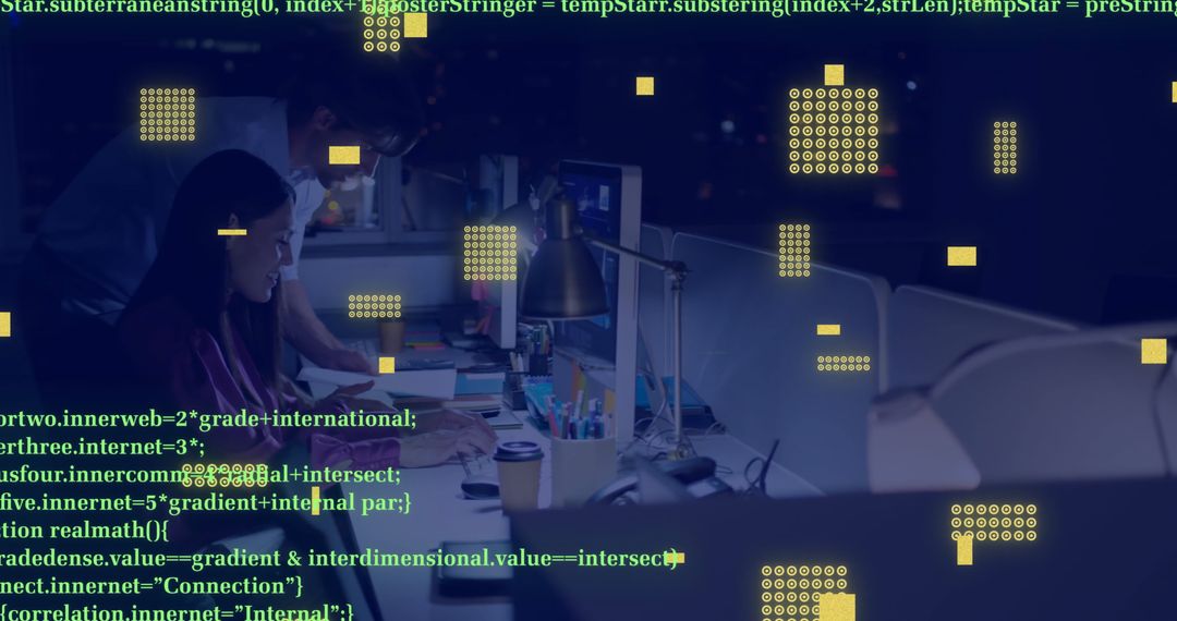 Tech Workers Analyzing Data in Modern Office