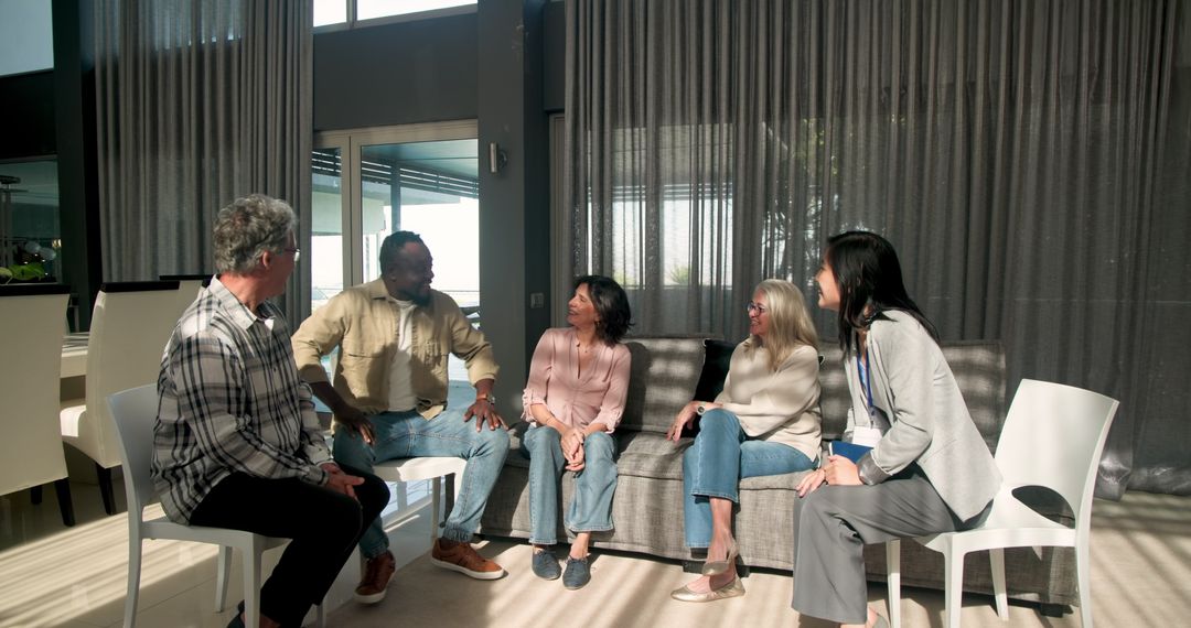 Diverse Group Engaged in Interactive Therapy Session