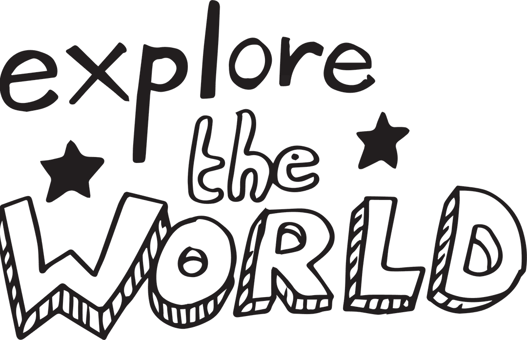 Explore the World Typography with Stars on Transparent Background