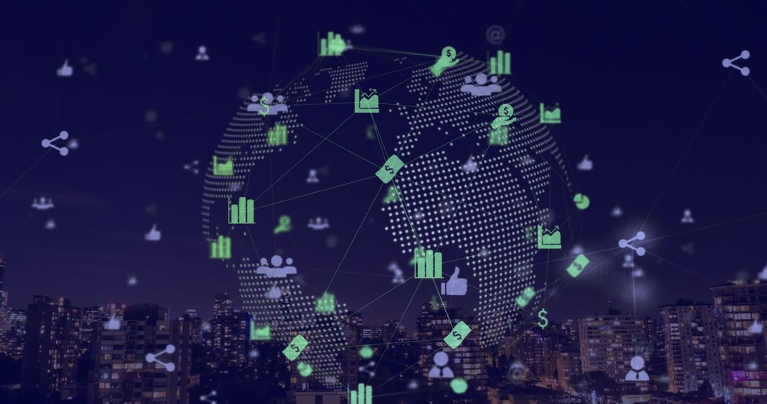 Global Financial Network and Data Concepts over Cityscape