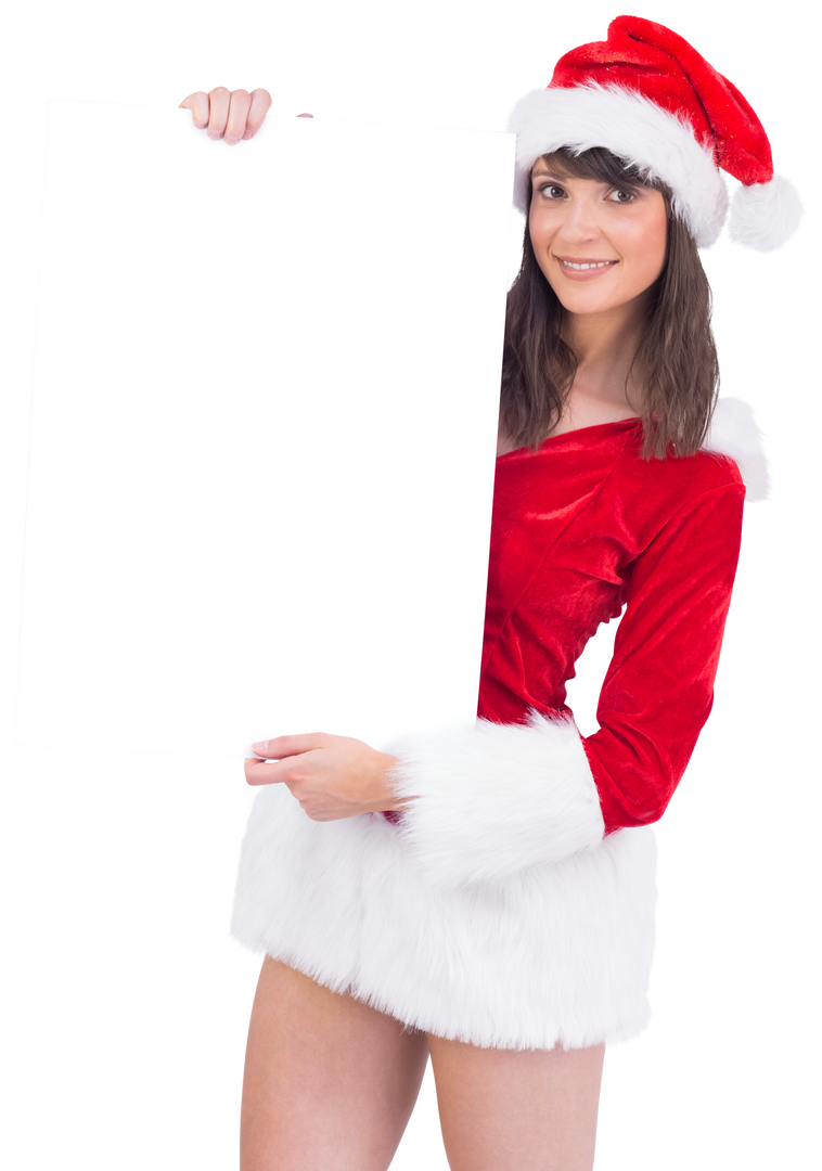 Transparent Background Santa Girl Holding Blank Poster - Download Free Stock Images Pikwizard.com