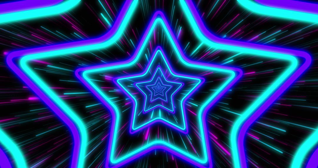 Neon Star Tunnel in Futuristic Glow