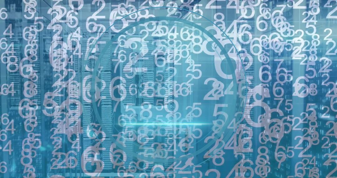 Digital Tablet Icon Overlay with Data Flow on Computer Servers