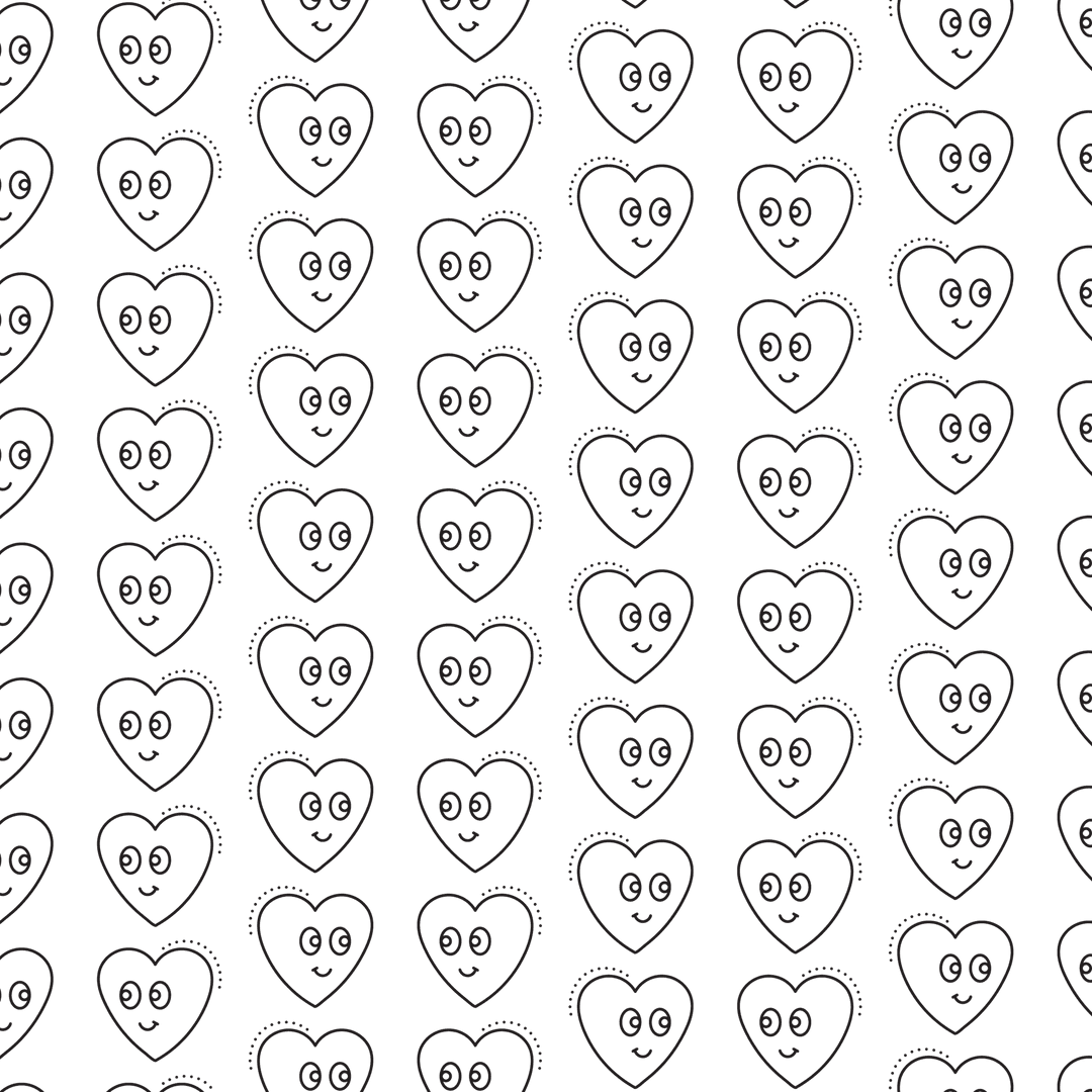 Repeating Black Heart Pattern on Transparent Background