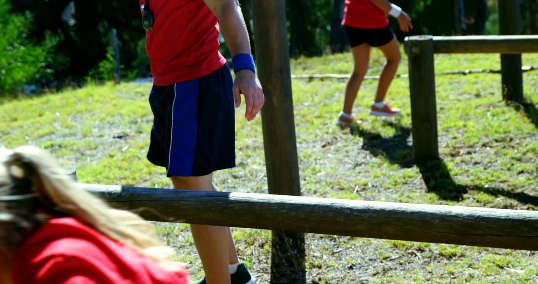 Kids navigating obstacle course outdoors - Free Images, Stock Photos and Pictures on Pikwizard.com