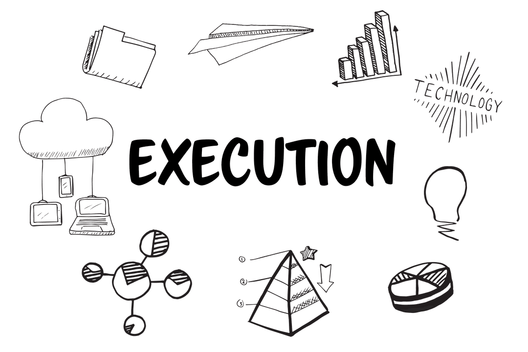 Execution Concept with Business Icons on Transparent Background