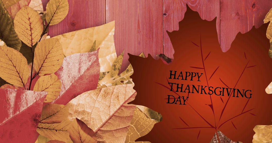 Thanksgiving Day Greeting with Rustic Leaf Design