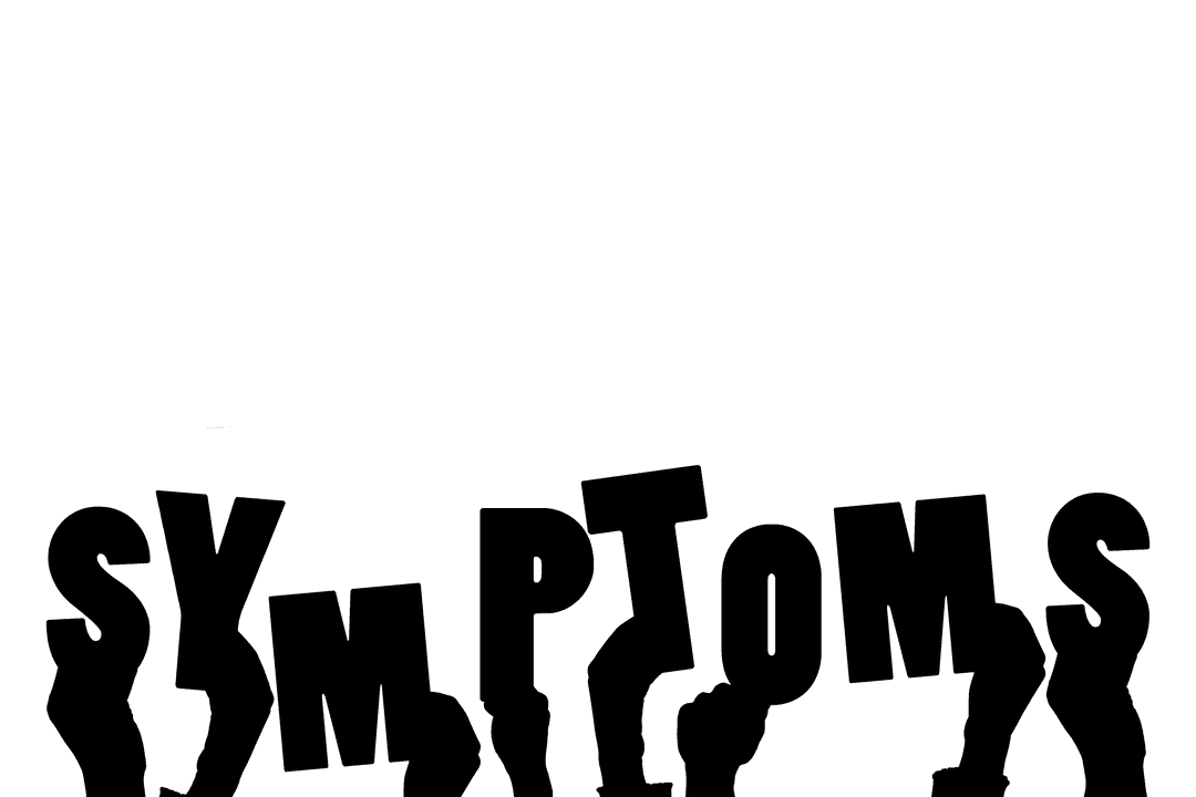 Hand Diagram with Symptoms Text on Transparent Background