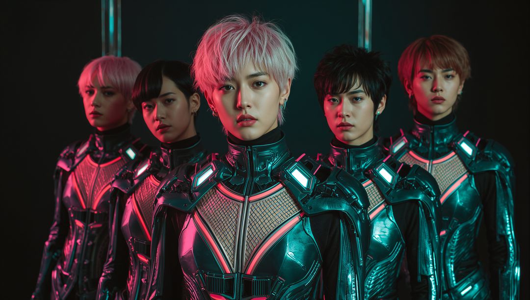 Futuristic Soldiers Posing in High-Tech Armor