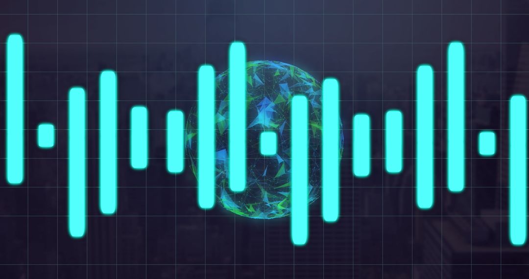 Abstract Digital Soundwave Around Globe Symbolizing Global Technology
