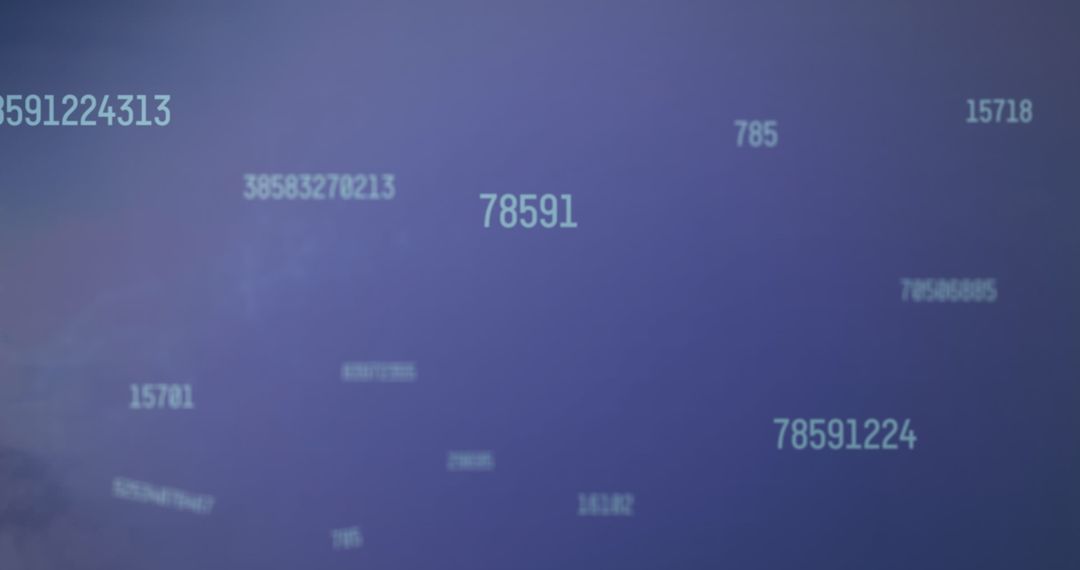 Dynamic Changing Numbers on Blue Background Representing Digital Data