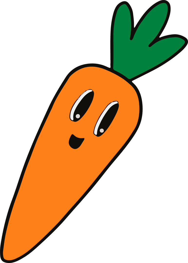 Smiling Cartoon Carrot on Transparent Background