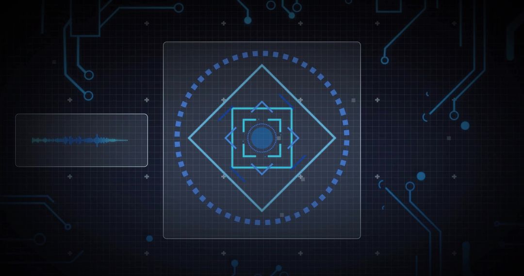 Futuristic Digital Interface Display with Scanning Element