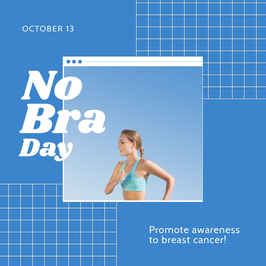 Woman Running on No Bra Day Awareness Promotion