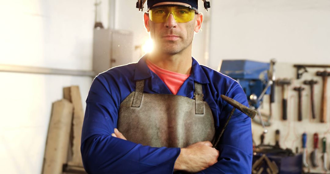 Male Industrial Worker Wearing Safety Gear in Factory - Free Images, Stock Photos and Pictures on Pikwizard.com