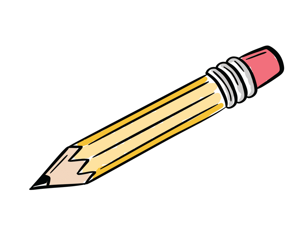 Bright Cartoon Pencil Clipart on Transparent Background