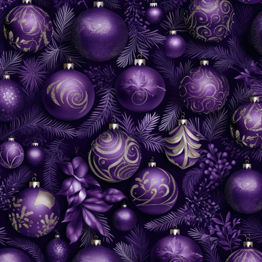 Elegant Purple and Gold Christmas Ornaments in Festive Background - Free Images, Stock Photos and Pictures on Pikwizard.com