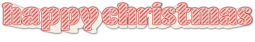 Red Striped Happy Christmas Text on Transparent Background