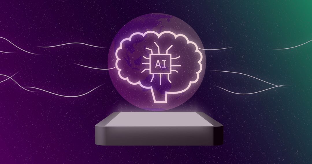 AI Brain Over Computer Screen Digital Concept