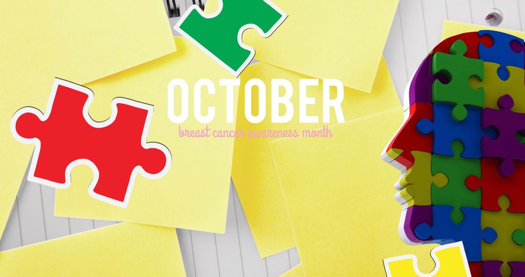 Autism Awareness Symbolized by Colorful Puzzle Head