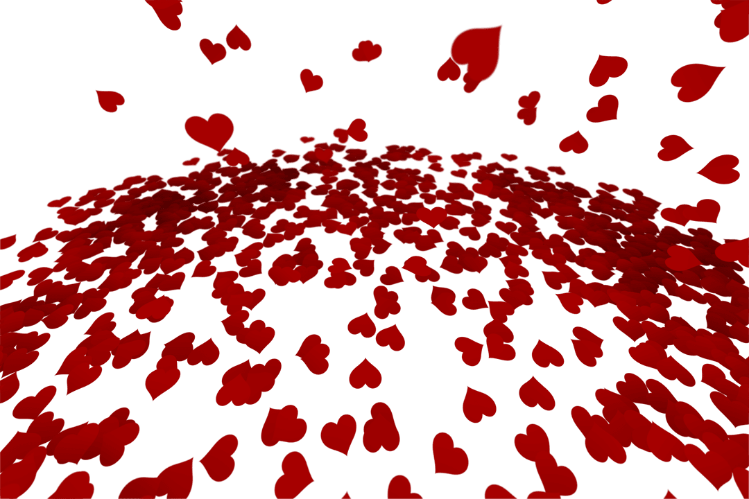 Floating Red Hearts on Transparent Background for Love Design