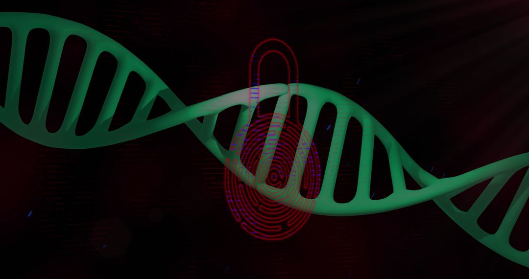 DNA Helix with Futuristic Cyber Security Lock Concept
