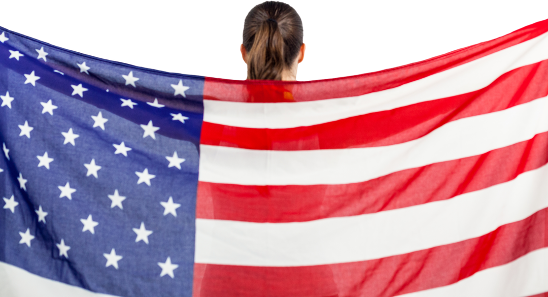 Woman Displaying Transparent American Flag, Patriotic Expression - Download Free Stock Images Pikwizard.com