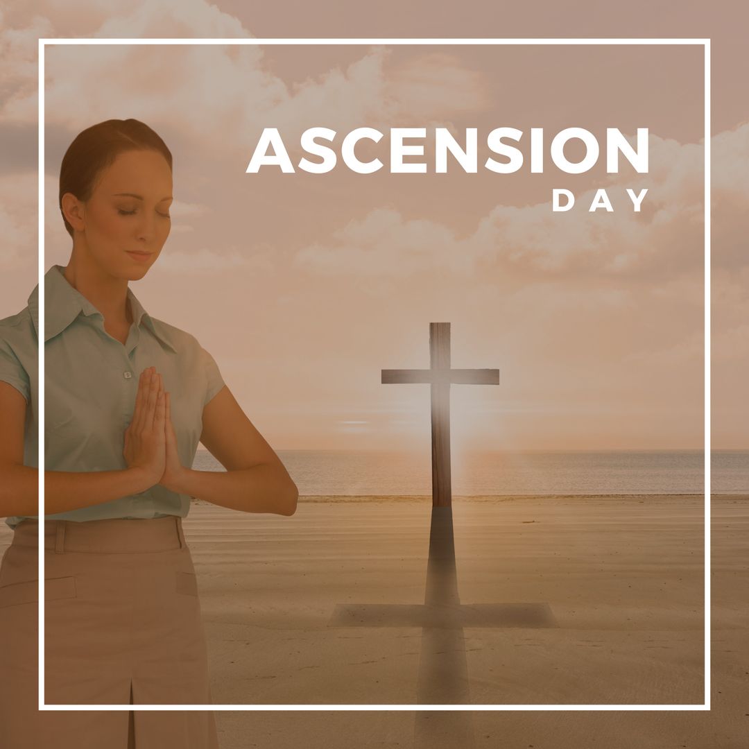 Woman Praying on Ascension Day with Cross
