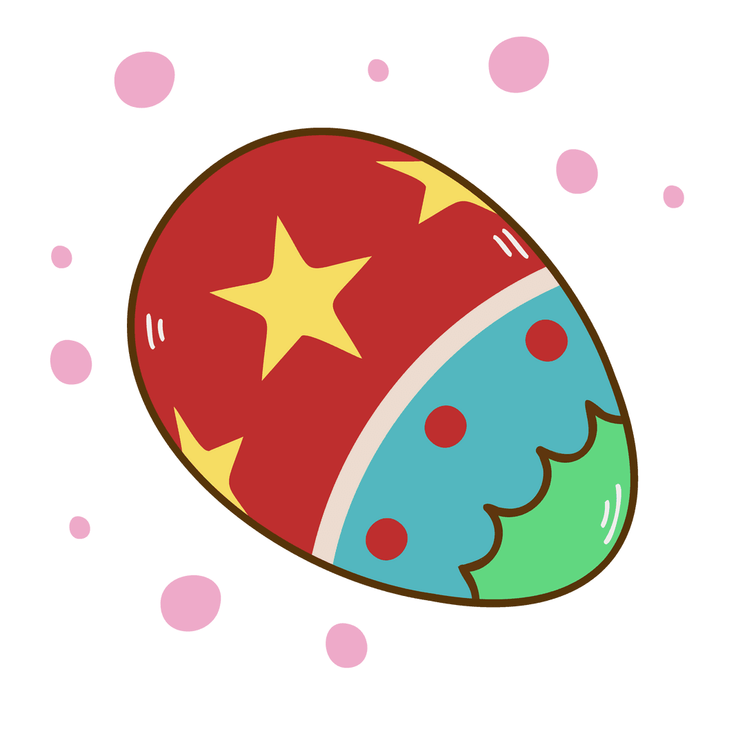 Festive Easter Egg with Colorful Patterns on Transparent Background