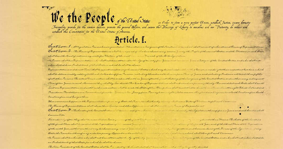 Article I of the United States Constitution Bathed in Yellowish Gradient with Glossy Details - Free Images, Stock Photos and Pictures on Pikwizard.com