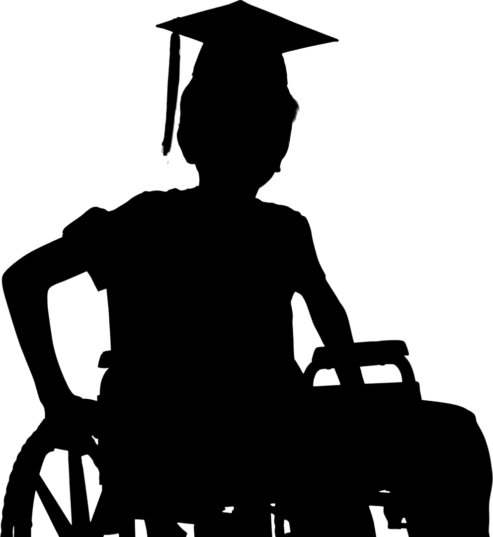 Transparent Student in Wheelchair Wearing Mortar Board