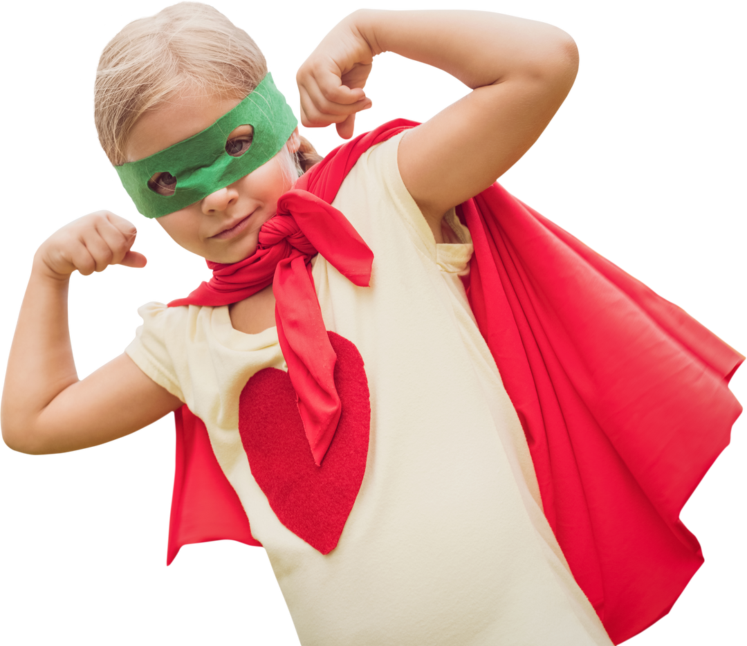 Transparent Superhero Child Wearing Red Cape and Mask Posing Strong - Download Free Stock Images Pikwizard.com