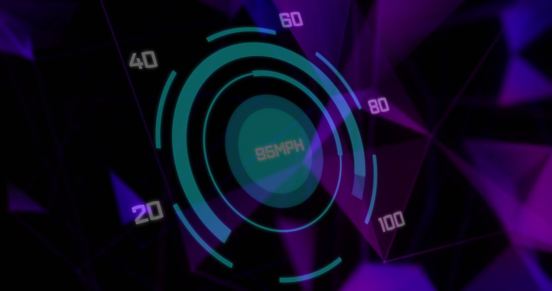 Digital Speedometer Interface on Dark Geometric Background