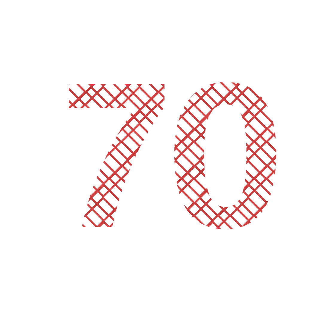 Red Patterned 70 Number on Transparent Background for Celebrations