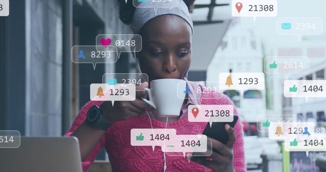 Woman Engaging Online with Digital Social Media Updates