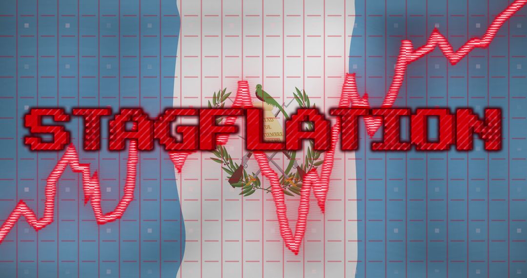 Stagflation Concept on Guatemalan Flag with Graph